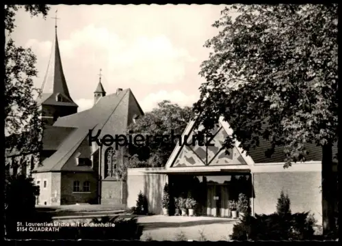 ÄLTERE POSTKARTE QUADRATH ICHENDORF ST. LAURENTIUS KIRCHE MIT LEICHENHALLE BERGHEIM ERFT Gertud Klimm Ansichtskarte AK