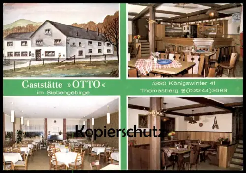 ÄLTERE POSTKARTE KÖNIGSWINTER THOMASBERG GASTSTÄTTE PENSION OTTO IM SIEBENGEBIRGE Ansichtskarte AK cpa postcard