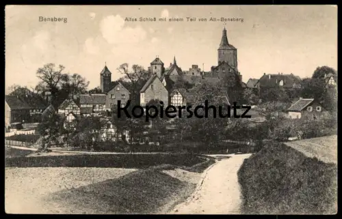 ALTE POSTKARTE BENSBERG ALTES SCHLOSS MIT EINEM TEIL VON ALT-BENSBERG chateau castle Bergisch Gladbach Ansichtskarte