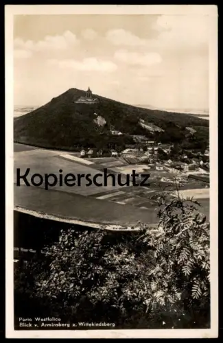 ALTE POSTKARTE PORTA WESTFALICA BLICK VON ARMINSBERG ZUM WITTEKINDSBERG Ansichtskarte cpa AK postcard