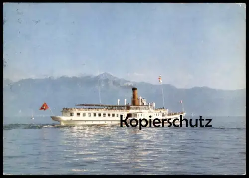 ÄLTERE POSTKARTE LA SUISSE SUR LE LAC LÉMAN GENFERSEE SCHWEIZ Bateau Schiff Motorschiff ship Ansichtskarte cpa postcard