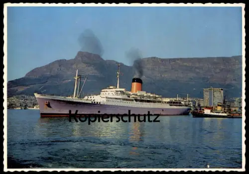 ÄLTERE POSTKARTE RMS PENDENNIS CASTLE LEAVING CAPE TOWN HARBOUR KAPSTADT KAAPSTAD M/S SCHIFF ship postcard