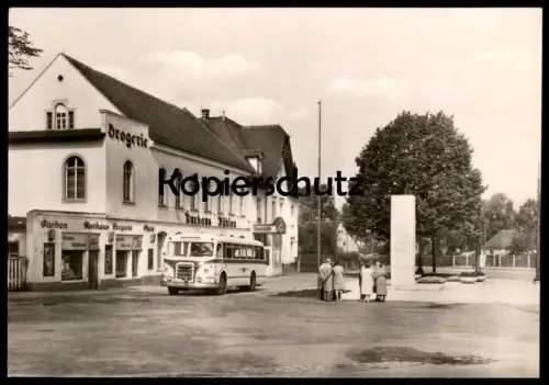 ÄLTERE POSTKARTE DRESDEN BÜHLAU SIEGFRIED RÄDEL PLATZ GASTSTÄTTE KURHAUS DROGERIE FARBEN BUS Ansichtskarte AK postcard