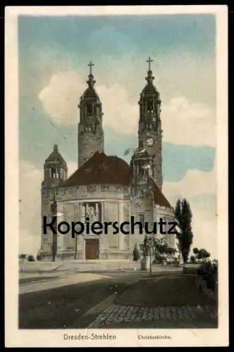ALTE POSTKARTE DRESDEN STREHLEN CHRISTUSKIRCHE KIRCHE Ansichtskarte AK cpa postcard