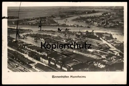 ALTE POSTKARTE MANNHEIM BINNENHÄFEN MANNHEIMS BINNENHAFEN HAFEN FLIEGERAUFNAHME LUFTHANSA harbour Ansichtskarte postcard