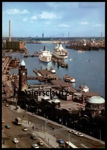 ÄLTERE POSTKARTE HAMBURG HAFEN ST. PAULI LANDUNGSBRÜCKEN LANDING STAGE DAMPFER Schiff Ansichtskarte AK cpa postcard