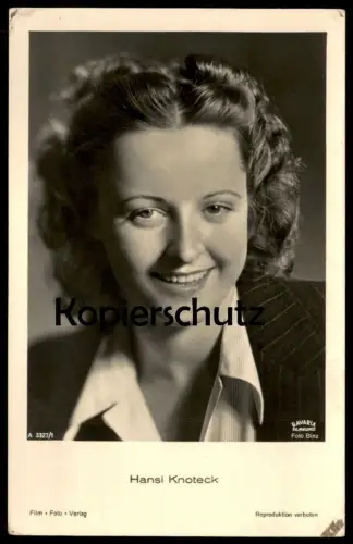 ALTE POSTKARTE HANSI KNOTECK FILM-SCHAUSPIELERIN FILM FOTO VERLAG BINZ BAVARIA FILMKUNST actress acteur postcard cpa