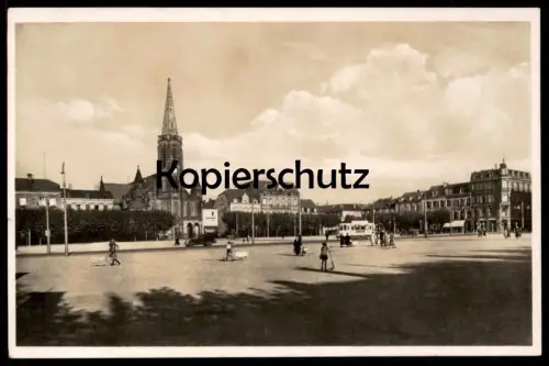 ALTE POSTKARTE SAARLAUTERN 1942 A-H-PLATZ STRASSENBAHN SAARGEBIET SAAR cpa postcard AK Ansichtskarte