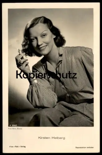 ALTE POSTKARTE KIRSTEN HEIBERG FILM-SCHAUSPIELERIN FILM FOTO VERLAG Binz Zigarette cigarette actress acteur postcard cpa