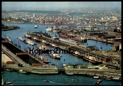 ÄLTERE POSTKARTE HAMBURG HAFEN UND WERFTANLAGEN DAMPFER SCHIFF SCHIFFE Werft steam boat shipyard Ansichtskarte postcard