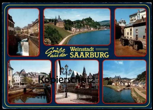 ÄLTERE POSTKARTE GRÜSSE AUS DER WEINSTADT SAARBURG AN DER SAAR Ansichtskarte cpa AK postcard