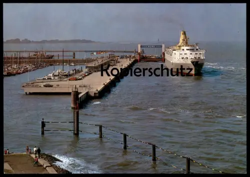 ÄLTERE POSTKARTE CUXHAVEN NEUE SEEBÄDERBRÜCKE MIT NORWEGEN-FÄHRE norway ferry Schiff ship Ansichtskarte AK cpa postcard