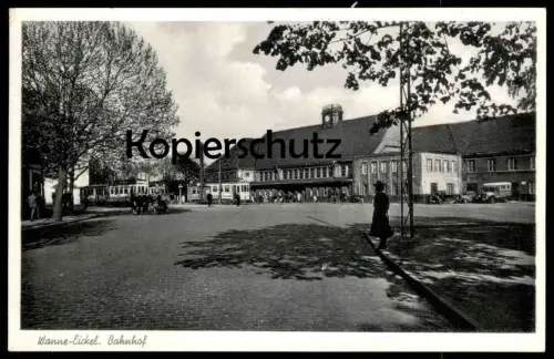 ALTE POSTKARTE WANNE-EICKEL BAHNHOF STRASSENBAHN BUS TAXI Herne station gare Ansichtskarte AK cpa postcard