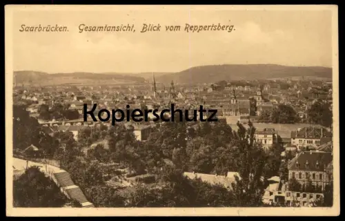 ALTE POSTKARTE SAARBRÜCKEN GESAMTANSICHT BLICK VOM REPPERTSBERG PANORAMA 1915 Ansichtskarte AK postcard cpa