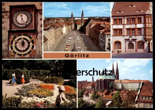 ÄLTERE POSTKARTE GÖRLITZ RATHAUSUHREN BLICK ZUM LENINPLATZ EHEMALIGE RATSAPOTHEKE TURM Zgorzelec Ansichtskarte postcard