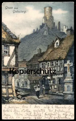 ALTE POSTKARTE GRUSS AUS GODESBERG KREUZ GASTHOF ZUR GODESBURG GESCHWISTER SCHUMACHER BONN BAD Ansichtskarte AK postcard