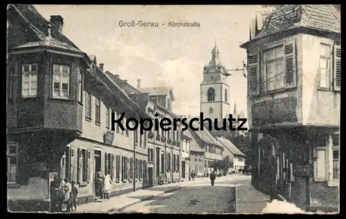 ALTE POSTKARTE GROSS-GERAU KIRCHSTRASSE HOTEL ADLER Ansichtskarte AK cpa postcard