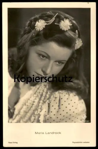 ALTE POSTKARTE MARIA LANDROCK FILM-SCHAUSPIELERIN UFA FOTO BAUMANN ROSS VERLAG BLUMEN IM HAAR postcard cpa Ansichtskarte
