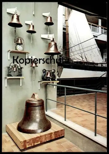 ÄLTERE POSTKARTE BREMERHAVEN SCHIFFAHRTSMUSEUM SCHIFFSGLOCKEN & SEGELRETTUNGSBOOT ship museum Ansichtskarte postcard cpa