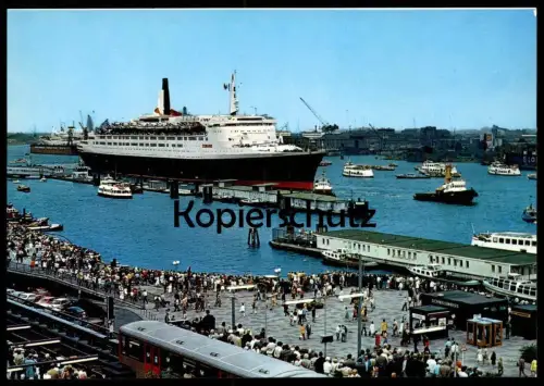 ÄLTERE POSTKARTE MS QUEEN ELIZABETH 2 CUNARD KREUZFAHRTSCHIFF HAMBURG Schiff Motorschiff ship bateau postcard cpa AK