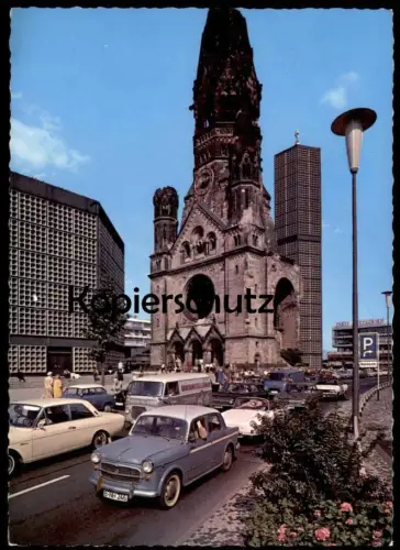 ÄLTERE POSTKARTE BERLIN GEDÄCHTNISKIRCHE PKW AUTO FORD RENAULT GOLIATH OPEL Autos car cars Ansichtskarte AK cpa postcard
