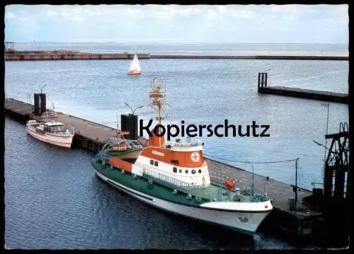 ÄLTERE POSTKARTE BORKUM NEUER HAFEN SEENOT-RETTUNGSKREUZER GEORG BREUSING BOOT SCHIFF boat harbour AK cpa postcard