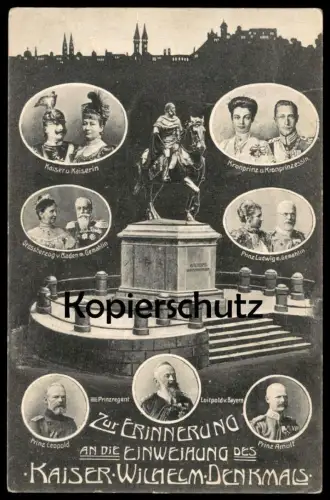 ALTE POSTKARTE NÜRNBERG ZUR ERINNERUNG AN DIE EINWEIHUNG DES KAISER WILHELM DENKMALS Denkmal Luitpold Leopold Arnulf AK