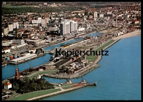 ÄLTERE POSTKARTE BREMERHAVEN LUFTAUFNAHME HAFEN Fliegeraufnahme Panorama harbour Ansichtskarte AK cpa postcard