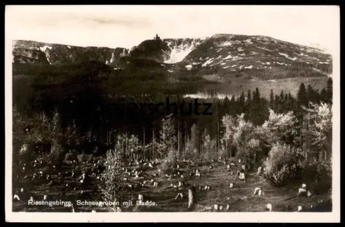 ALTE POSTKARTE RIESENGEBIRGE SCHNEEGRUBEN MIT BAUDE Schneegrube Krummhübel Schlesien Schronisko Karpacz cpa postcard AK