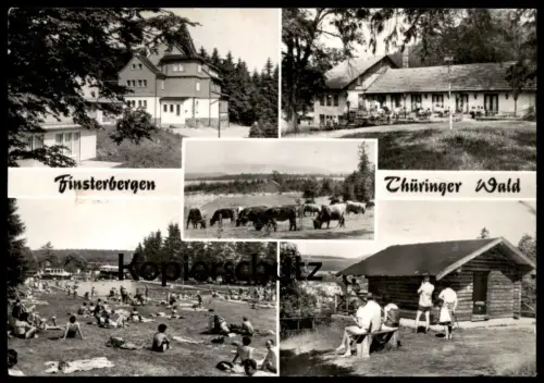 ÄLTERE POSTKARTE FINSTERBERGEN FDGB ERHOLUNGSHEIM SPIESSBERGGRUND TAGESCAFÉ LEINAGRUND SCHWIMMBAD FRIEDRICHRODA AK cpa