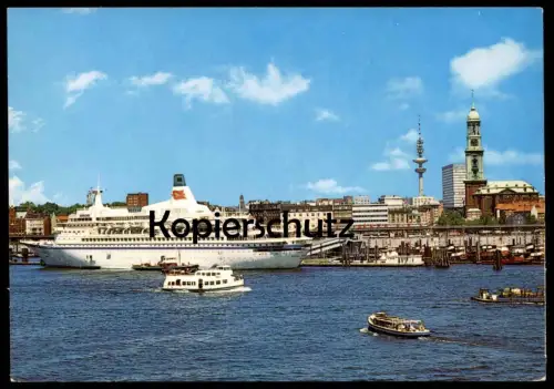 ÄLTERE POSTKARTE HAMBURG PASSAGIERSCHIFF MS ROYAL VIKING SEA HAFEN MIT FERNSEHTURM Schiff ship harbour bateau postcard
