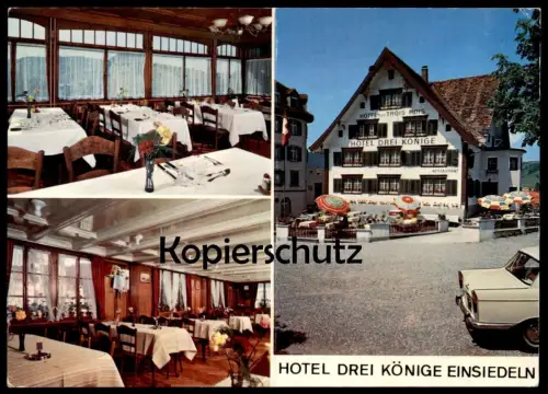 ÄLTERE POSTKARTE WERBEKARTE EINSIEDELN HOTEL DREI KÖNIGE CALORE-REICHMUTH Schwyz Schweiz Suisse Helvetia Ansichtskarte