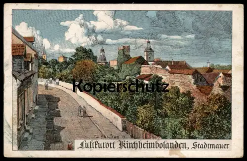 ALTE KÜNSTLER POSTKARTE KIRCHHEIMBOLANDEN STADTMAUER EUGEN FELLE ISNY 1914 MAUER Ansichtskarte AK postcard cpa