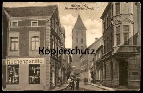 ALTE POSTKARTE RHEINE IN WESTFALEN HERRENSCHREIBER-STRASSE KÜCHENGERÄTE Herrenschreiberstrasse Ansichtskarte AK postcard