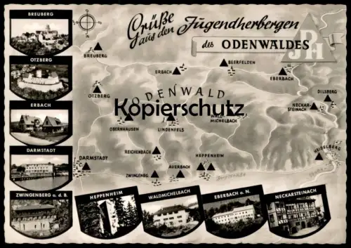 ÄLTERE POSTKARTE DARMSTADT BREUBERG ERBACH HEPPENHEIM ZWINGENBERG NECKARSTEINACH EBERBACH OTZBERG JUGENDHERBERGE AK cpa