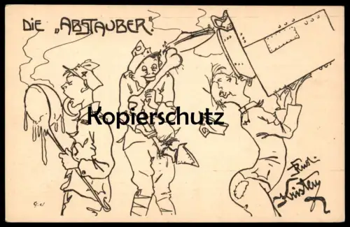 ALTE KÜNSTLER POSTKARTE DIE ABSTAUBER RESTE ESSEN FRONT WELTKRIEG SOLDAT RUDOLF KRISTEN Militär Humor postcard cpa