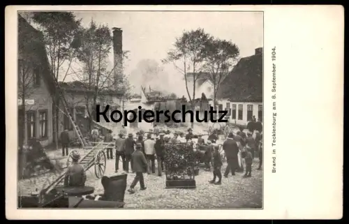 ALTE POSTKARTE DER BRAND IN TECKLENBURG AM 08. SEPTEMBER 1904 Feuer-Katastrophe fire brigade Ruine Feuerwehr pompiers AK