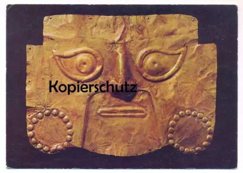 ÄLTERE POSTKARTE CHIMU PERU GOLDENE TOTENMASKE 13. - 15. JAHRHUNDERT MASKE RAUTENSTRAUCH JOEST MUSEUM KÖLN postcard AK