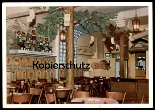 ÄLTERE POSTKARTE MAINZ GASTSTÄTTE OBERBAYERN AM HAUPTBAHNHOF BAYRISCHE STIMMUNG RHEINISCHER FROHSINN postcard cpa AK