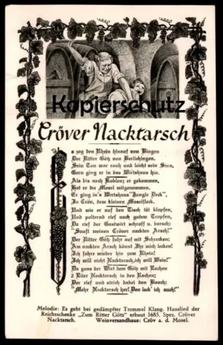 ÄLTERE POSTKARTE CRÖVER NACKTARSCH WEIN VINO VIN WINE CRÖV TRABEN-TRARBACH KRÖV Ansichtskarte AK cpa postcard