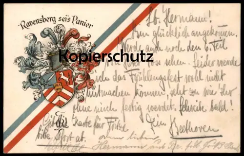 ALTE LITHO POSTKARTE RAVENSBERG SEI'S PANIER BIELEFELD COULEURKARTE BURSCHENSCHAFT Studentica Studentika Ansichtskarte