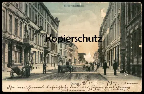 ALTE POSTKARTE DÜREN EISENBAHNSTRASSE FUHRWERK HAUDEREI CORNELIUS COEMEN JOHANN HAKSEL Ansichtskarte AK cpa postcard