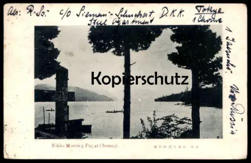 ALTE POSTKARTE NIKKO MORNING FOG AT CHUZENJI 1927 JAPAN Nebel See lake cpa postcard Ansichtskarte AK