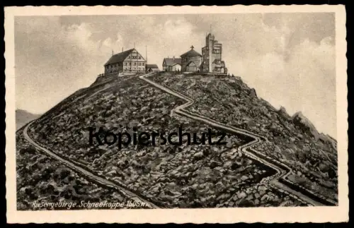 ALTE POSTKARTE RIESENGEBIRGE SCHNEEKOPPE 1943 SCHLESIERHAUS UND RIESENBAUDE Schlesien Ansichtskarte AK postcard cpa