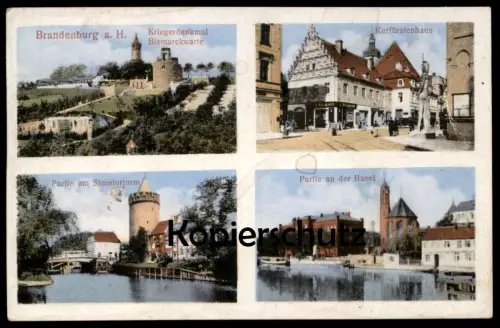 ALTE POSTKARTE BRANDENBURG HAVEL KRIEGERDENKMAL BISMARCKWARTE STEINTORTURM KURFÜRSTENHAUS Ansichtskarte cpa postcard AK