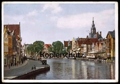 ALTE POSTKARTE EMDEN AM RATSDELFT MIT DEM STRICKER FAHRRAD DURCH DIE DEUTSCHEN GAUE BRACKWEDE BIELEFELD postcard cpa AK
