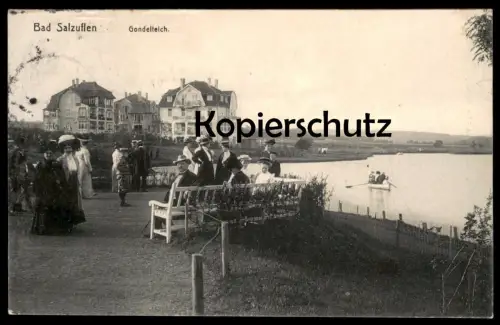 ALTE POSTKARTE BAD SALZUFLEN GONDELTEICH PERSONEN FRAUEN MÄNNER SONNTAGSTRACHT TEICH VILLA VILLEN Ansichtskarte postcard