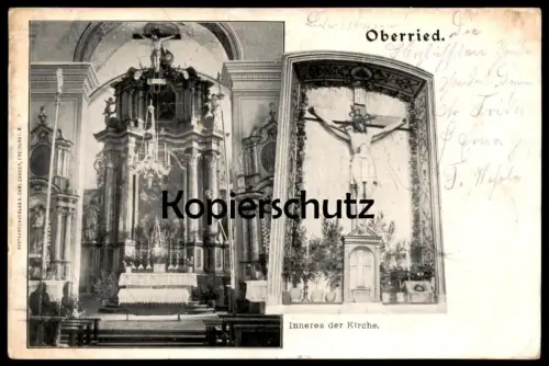 ALTE POSTKARTE OBERRIED INNERES DER KIRCHE ALTAR SOLDATENKARTE SCHWARZWALD 1903 Ansichtskarte AK postcard cpa