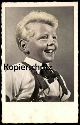 ALTE POSTKARTE JUNGE LACHEND FRÖHLICH LEDERHOSE HEMD 194x FOTO KREMPL boy Kind child enfant Ansichtskarte postcard cpa