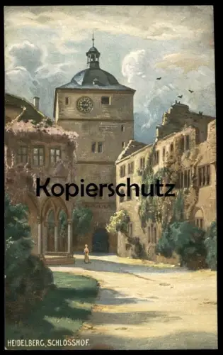ALTE KÜNSTLER POSTKARTE HEIDELBERG SCHLOSSHOF Schloss chateau castle cpa postcard Ansichtskarte